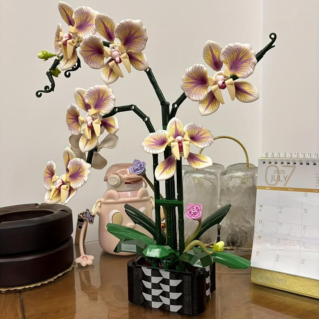 Adult Orchid Construction Block Set, Plant Series Suitable For Household And Office Decoration, Christmas Gifts, Valentine'S Day Gifts, Mother'S Day