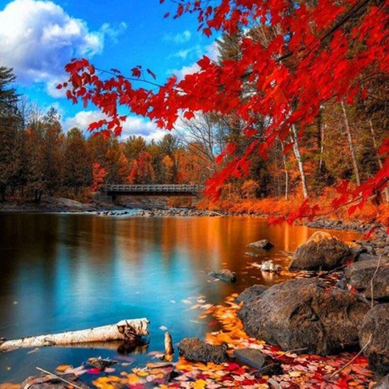5D DIY Diamond Painting Four Seasons Scenery Diamond Embroidery Cross Stitch Full Round Drill Home Decor Manual Art Gift