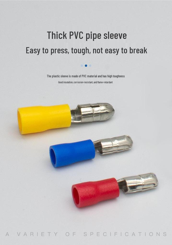CJH MPD2-156/195 Male Bullet Cold Crimp Terminal, Pre-insulated, 1000 pcs