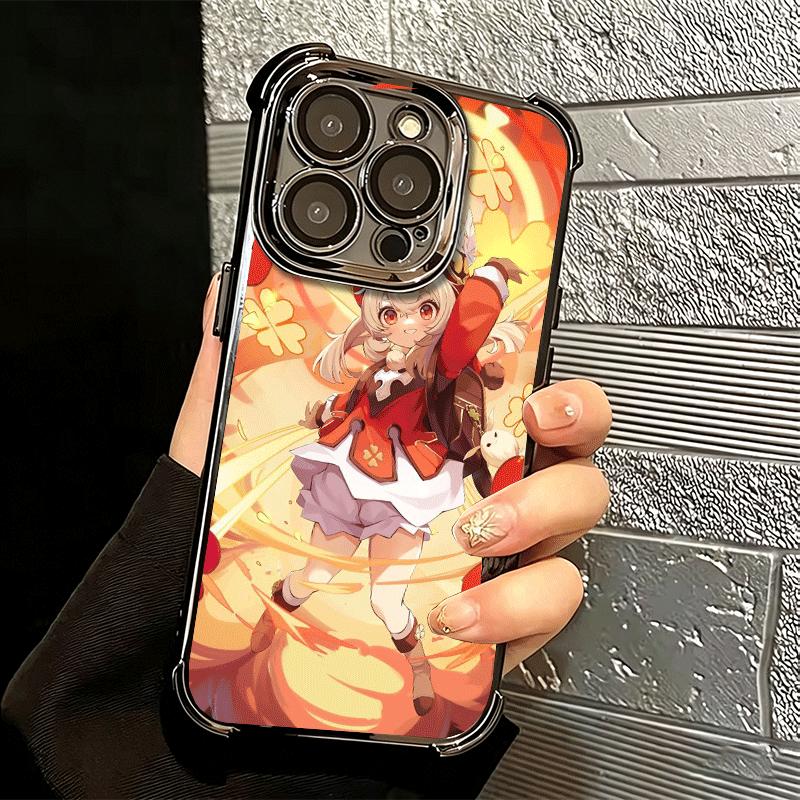 Genshin Impact Klee Plating Phone Case For Iphone 16 17 Pro Max Air 16E 14 15 Plus 12 13 Mini Anti-Fall Airabag Cover
