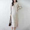 Women Sweater Dress 100% Wool MODERN NEW SAGA V-neck Knit Long Pullover Winter Jumpers Wool Long Dress Female