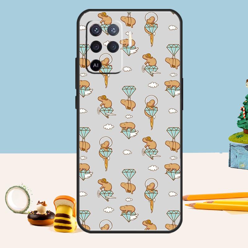 Cute Cartoon Capybara Case For Oppo A80 A60 A40 A15 A16 A17 A57 A94 A74 A54 A76 A96 A18 A38 A58 A78 A98 A5 A6 Pro