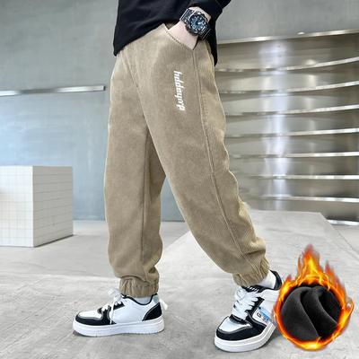 Winter Boys Warm Pants Thicken Kids Corduroy Velvet Trousers Children Sports Fleece Lined Pants
