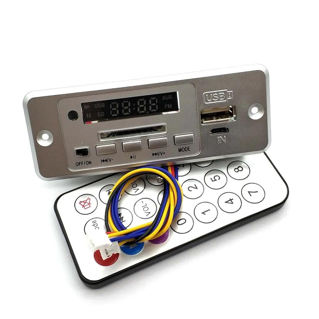 

Беспроводная плата декодера MP3-плеера 5 В, интегрированная плата декодера WMV, аудиомодуль, USB, TF, радио для автомобиля, красный цифровой светодиод с пультом дистанционного управления серебряный