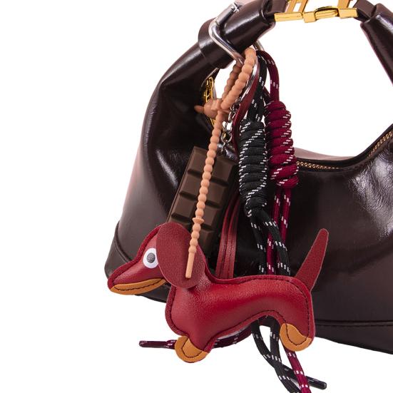 

Подвеска для сумки в виде собаки таксы, брелоки для сумки с плетеным зонтиком, выдвижной шнур, ключи, сумки, кошельки, аксессуары H