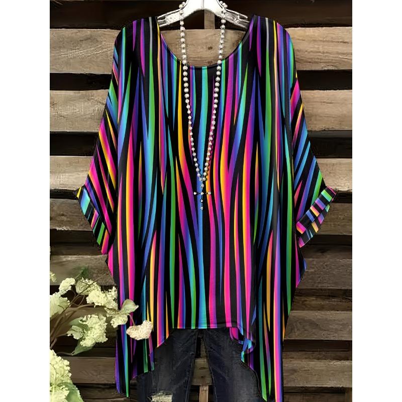 

Women s T-Shirts Summer Gradient Colorful Graphic Tops O-Neck Female Vintage Clothing Floral Print Tees Loose Oversized T-Shirt 5XL