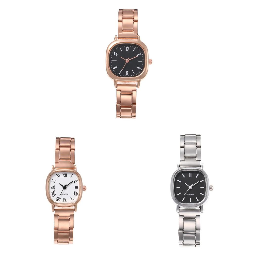 Student Watch Woman Vintage Square Minimalist Quartz Steel Band For Study Use