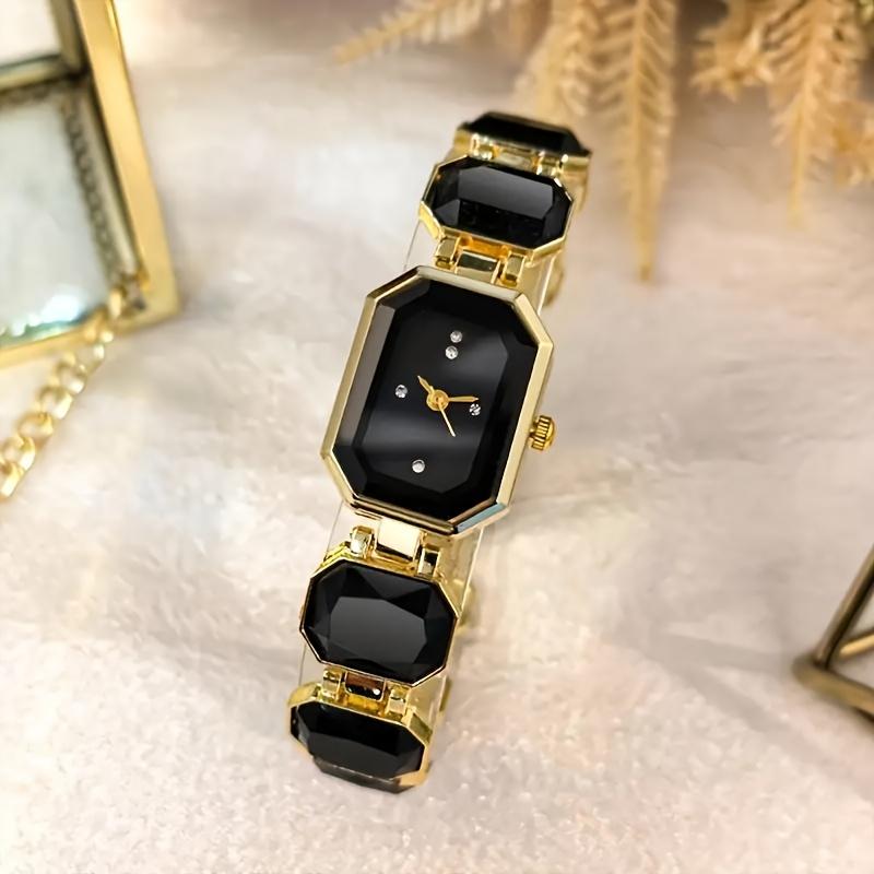 5-teiliges Luxus-Bohemian/Elegantes Schmuck- und Uhren-Set für Damen mit passendem Armband aus Legierung, Halskette, Ring, Ohrringen und quadratischer Uhr