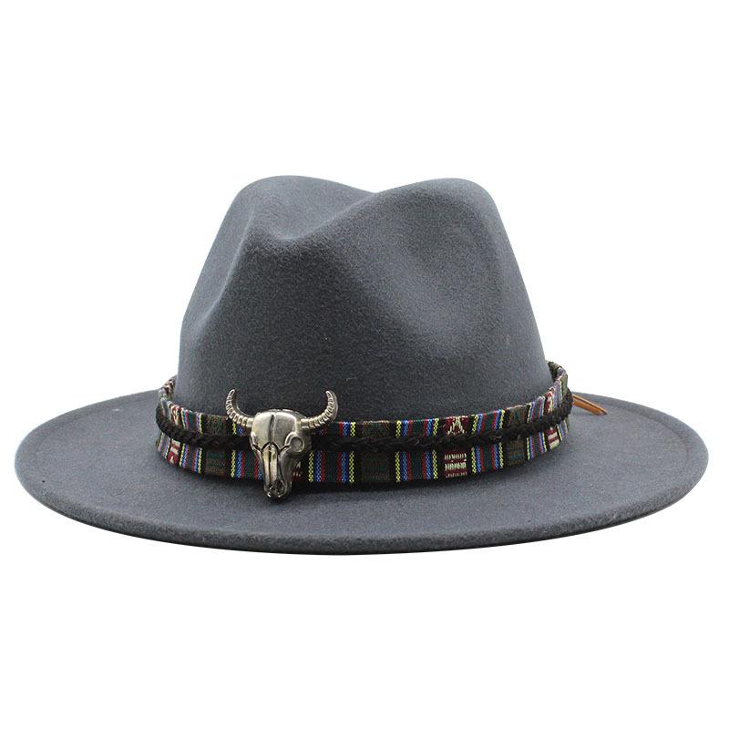 Woolen Jazz Top Hat Women'S Minority Style Flat-Brimmed Big Eaves Hat