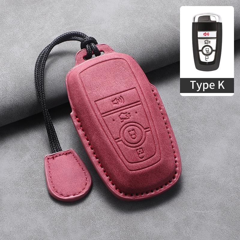 4 5 Buttons Leather Car Key Case Cover for Ford Fusion Mustang Edge Explorer Focus F150 F250 F350 F550 Escape for Lincoln Mondeo
