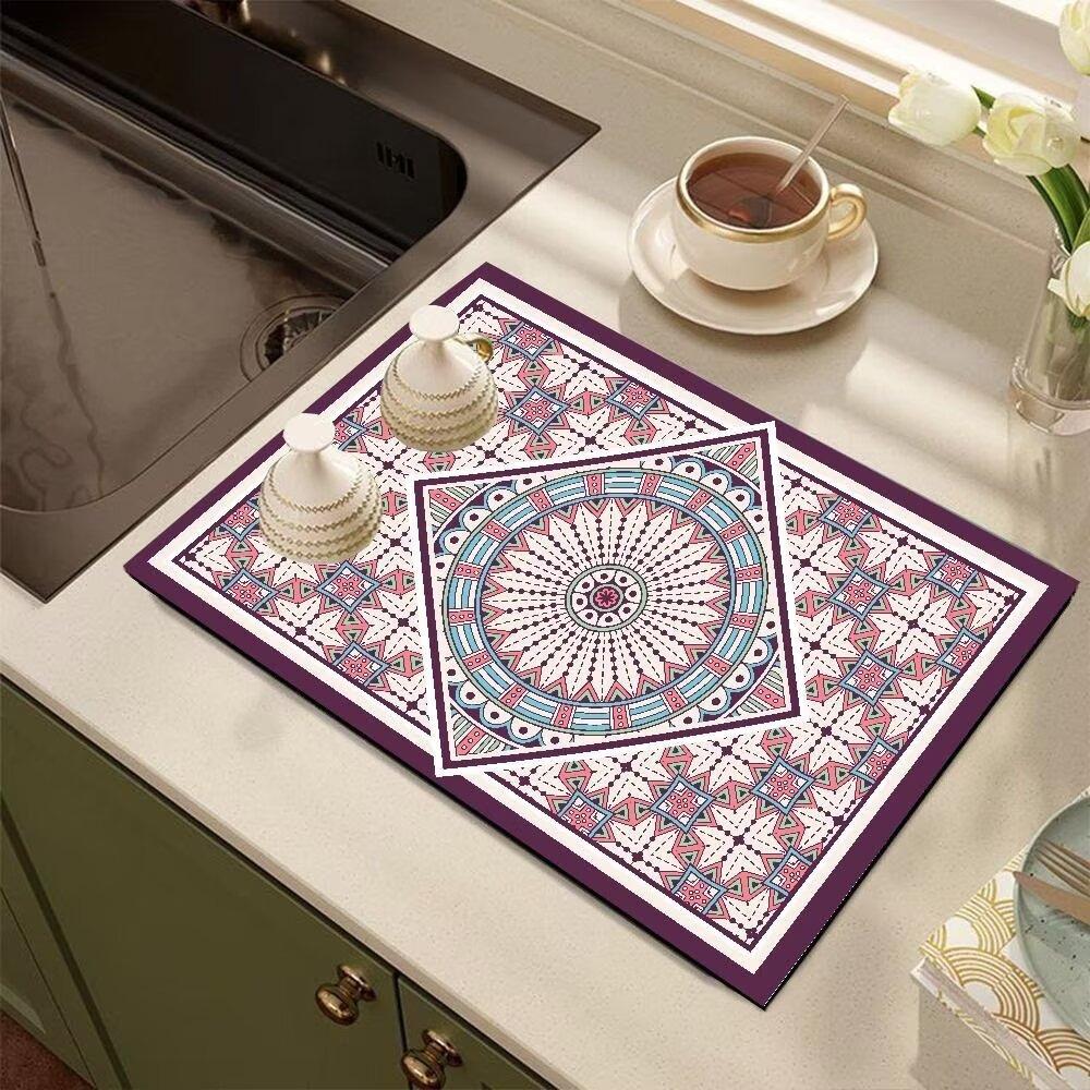 Diatomite Kitchen Countertop Draining Mat Sink Square Absorbent Mat Desktop Insulated Placemats Coasters Washable Carpet