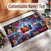 Music Guitar Theme Soft Crystal Velvet Rug Custom Name & Text Print Non Slip Floor Rug for Bedroom Living Room