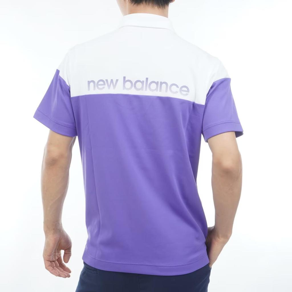 Golf Polo Shirt x Purple 4 [New Balance] Short-Sleeve (Stretchable, Moisture-Wicking) / Men's / 012-6168001 030_White [M]