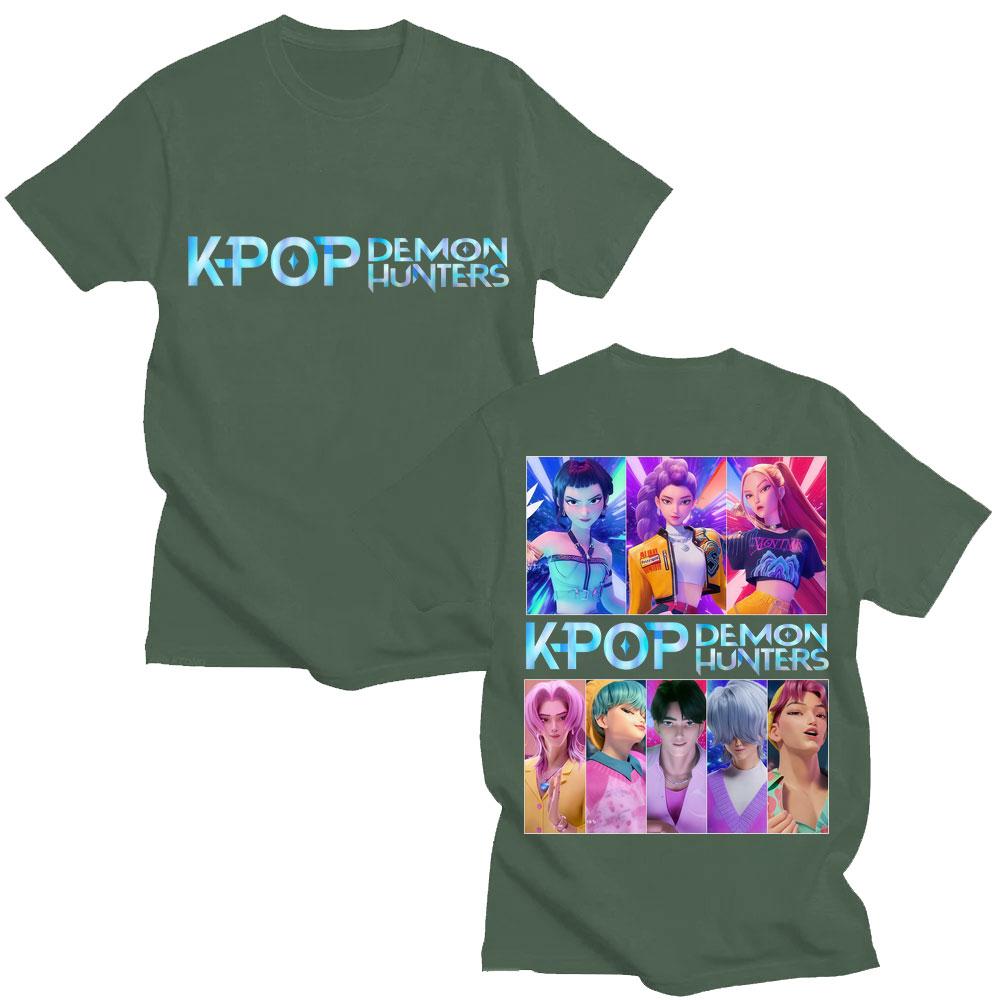 KPop Demon Hunters Huntrix Saja Boys Graphic T-shirts Men Women Fashion Manga Short Sleeve Oversized 100% Cotton Casual T Shirts