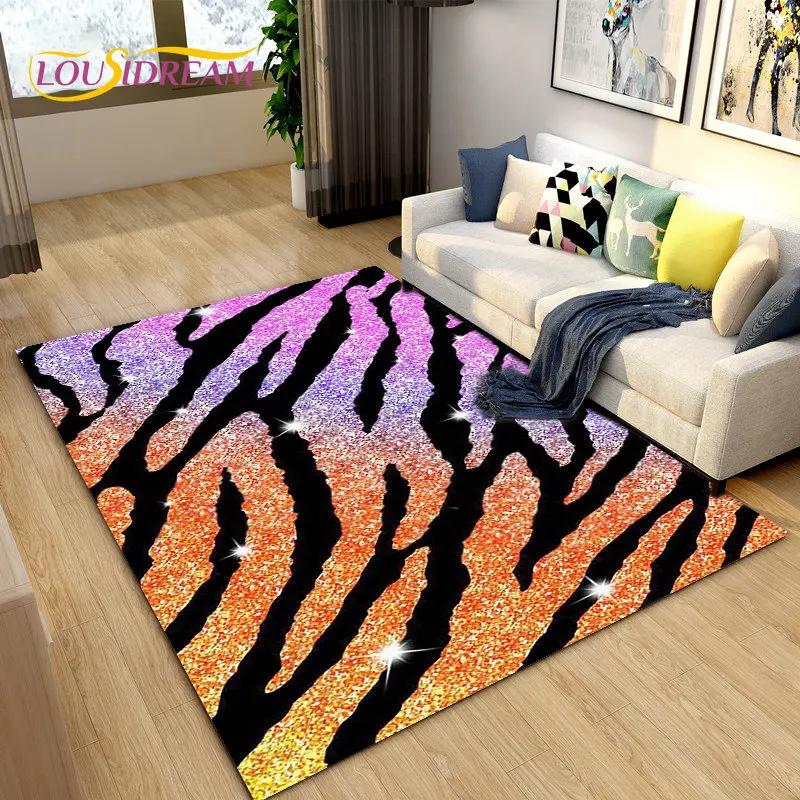 Tapis de Zone Grand Série Couleur 3D Motif Zèbre, Tapis pour Salon Chambre Cuisine Décoration Paillasson, Tapis de Sol Antidérapant