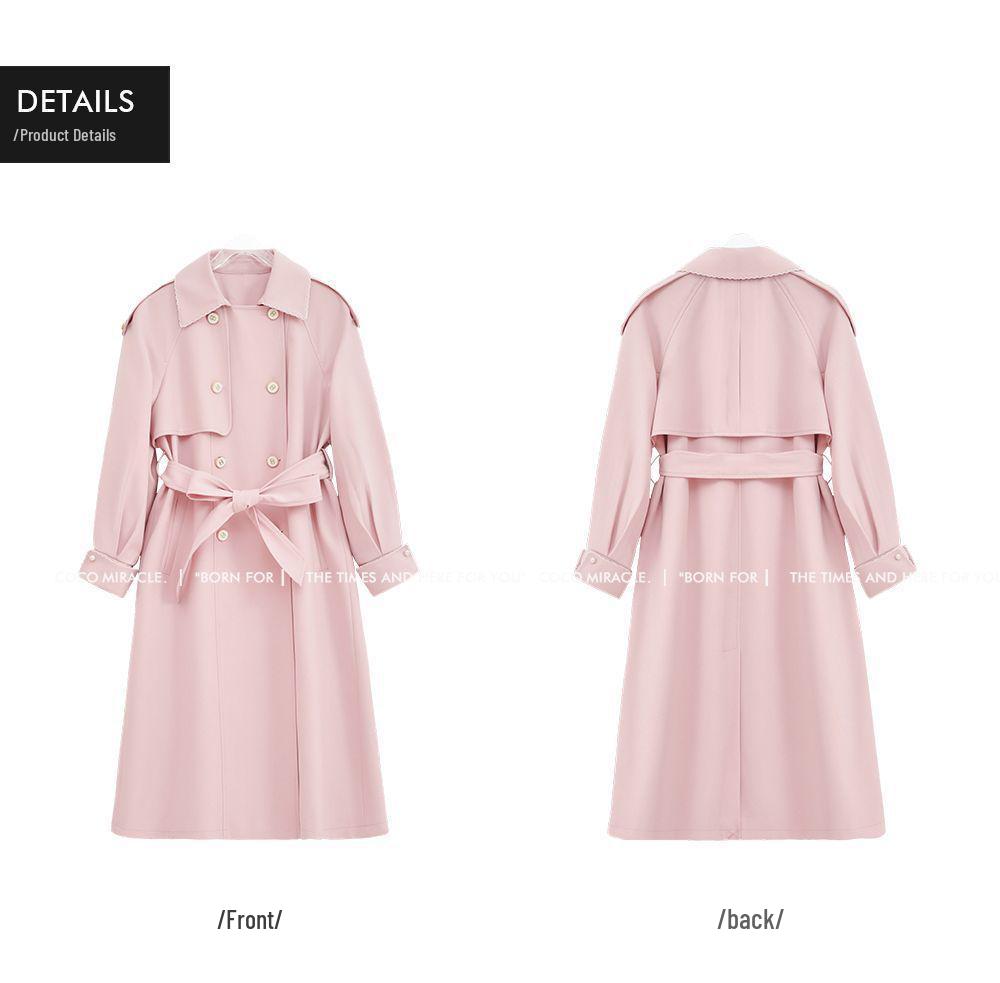 Women's Purple Double-Breasted Trench Coat - Korean Style Spring & Autumn Fashion, Casual Loose Mid-Length Design (2025)