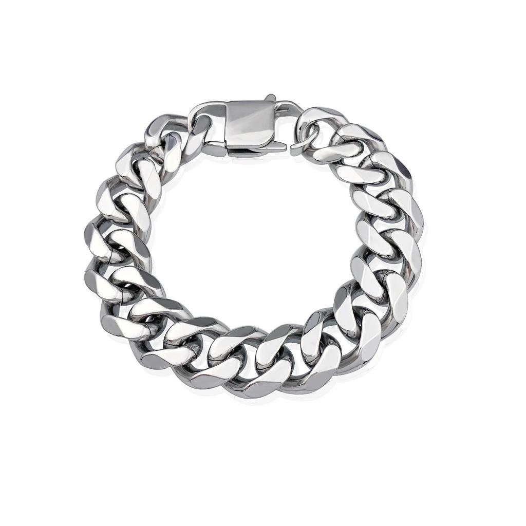 2022 Men's European & American Titanium Steel Frosted Cuban Chain Necklace with Hexagonal Flat Buckle