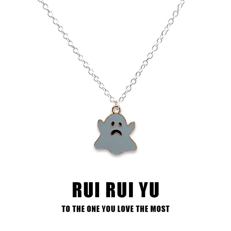 RUI RUI YU Halloween Ghost Necklace Pendant Necklace for Women Men Girlfriend Couple Lover Jewelry Gift