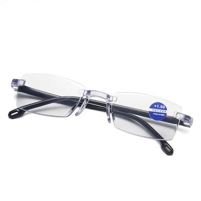 Anti Blue Light Blocking Rimless Reading Glasses for Women Men Square Frameless Presbyopic Computer Eyeglasses Diopters +1.0 1.5 2
