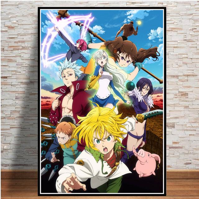 

Японский мультфильм «Семь смертных грехов», аниме-плакат, гостиная, детская комната, настенное украшение для спальни, холст, живопись 21x30 No Frame