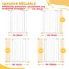 Extendable Safety Gate for Dog 74-100 Cm Automatic Closing Pressure Fixing Without Drilling White