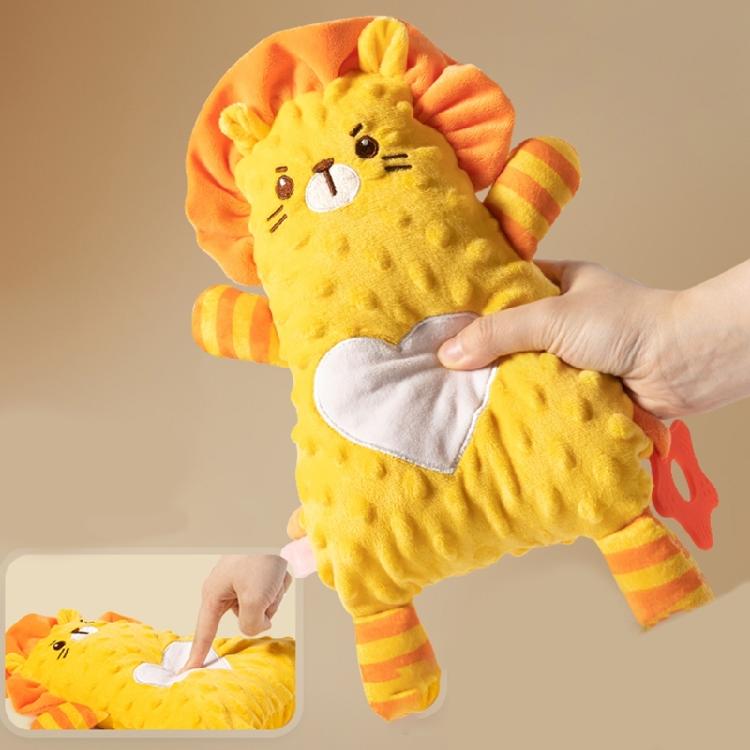 Soft Plush Stuffed Animal Teething Toy for Babies with Cracker Paper Teether and Texture Designs for Newborns Comfort