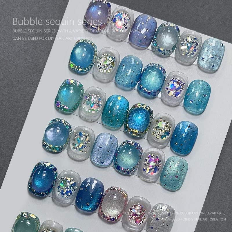 1Jar Bubble Nail Glitter Coarse Fine Mixed Large Glitter Irregular Hexagonal Sequin Diy Nail Jewelry Decoration Material