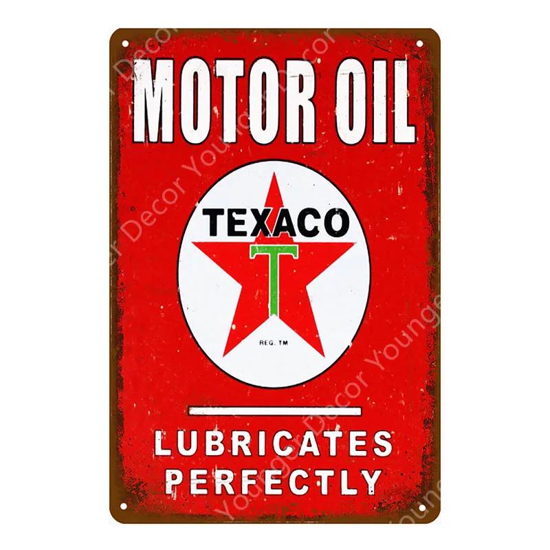 Vintage Texaco Motor Oil Signs Sky Chief Castrol BP Metal Poster Wall Art Painting Plate Garage Gas Gasoline Station Decor YJ