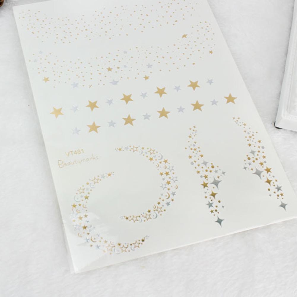 Life Beauty 2Pcs Waterproof Glitter Tattoo Metallic Gold Shiny Sticker Temporary Body Art