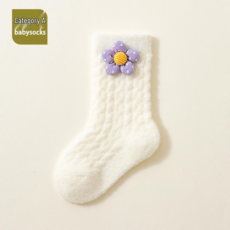 Autumn Winter Coral Velvet Baby Socks - Cartoon Soft, Thick, and Warm for Boys and Girls