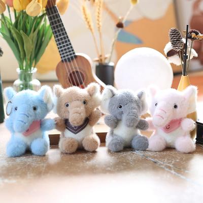 Cute Animal Scarf Elephant Plush Doll Toys Pendant Key Chain Backpack Hangings Decoration