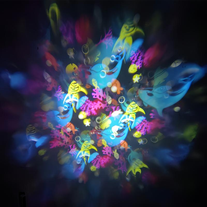 Rotating Christmas Projector Light Ocean Themed LED Night Lamp Adjustable Stand for Teen Bedroom Home Decor