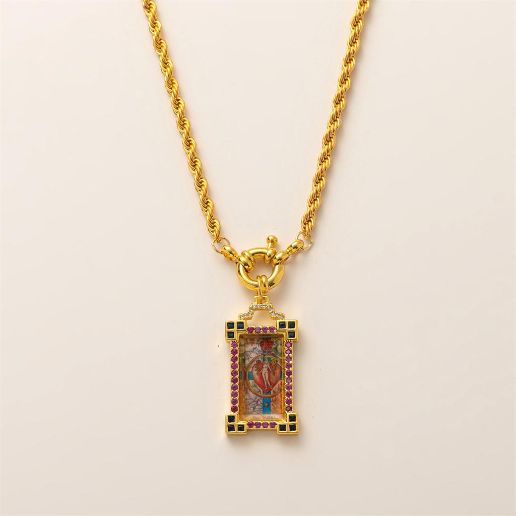 Bohemian Style, Generous Card, Tarot Card Necklace, Women's Sun, Moon, Demon's Eye Necklace, Gold-plated and Color Preserved