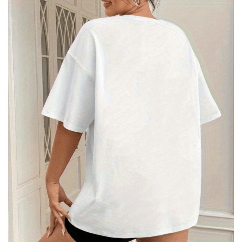 European Size Women'S Hello 2026 Happy New Year Pattern Printed T-shirt Top Women'S Loose Casual White Round Neck Short Sleeve T-shirt
