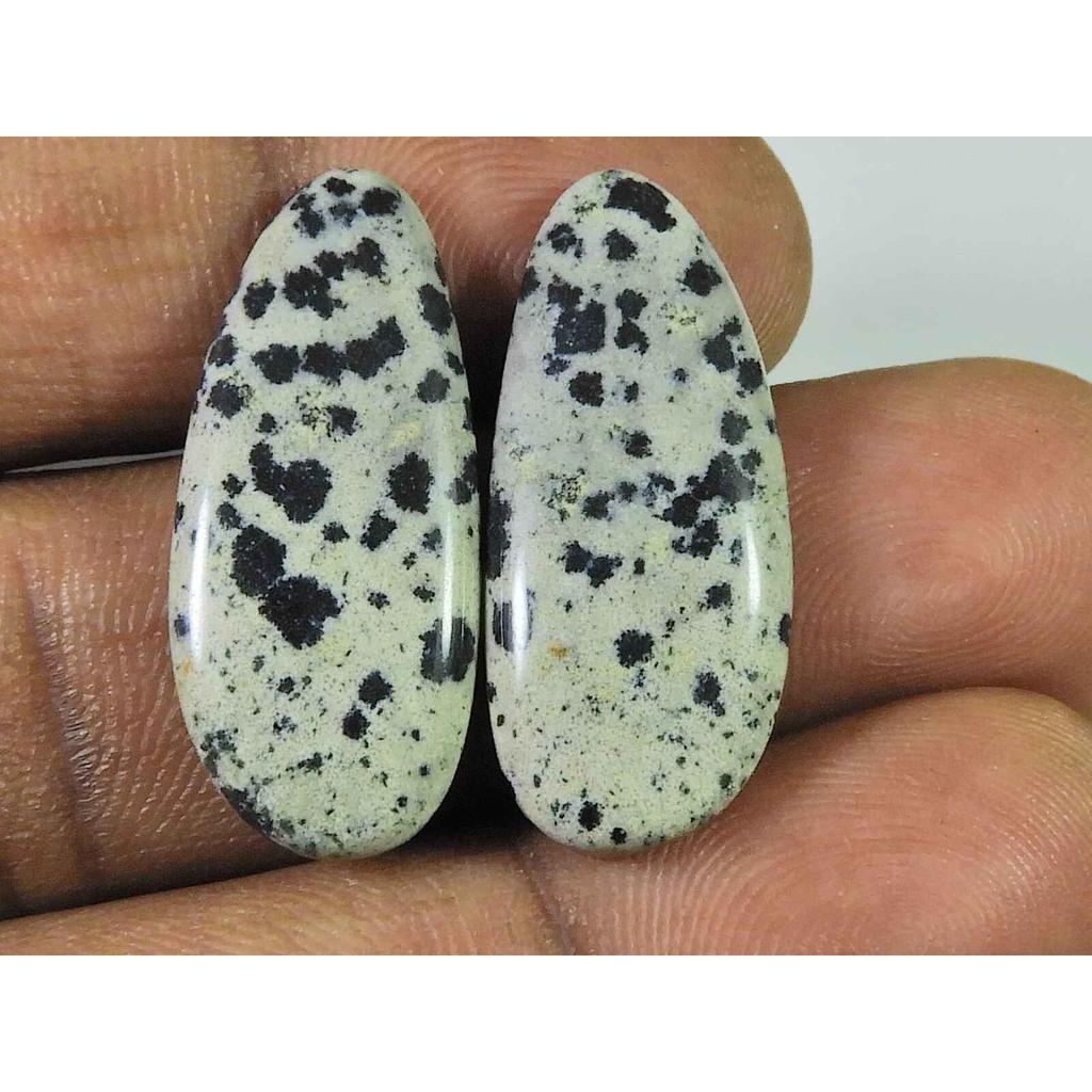 24.15Cts. Natural Dalmation Jasper (12mm X 24mm each) Cabochon Match Pair SK-2518