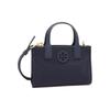Tory Burch Ella Double T Logo Cutout Patch Solid Simple Nylon Tote Bag Shopping Bag Shoulder Crossbody Handbag Mini Women Tote Navy-Blue 146437-405