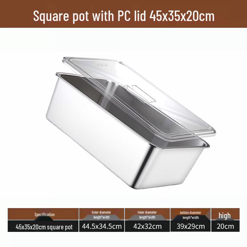 Lainuo Stainless Steel Rectangular Food Pan with Lid