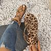 Women's Sexy Leopard Print Flat Sandals, Summer Fabric Rubber Bottom, Open Toe Penny Loafers, Comfortable Casual Summer Shoes, No High Heel