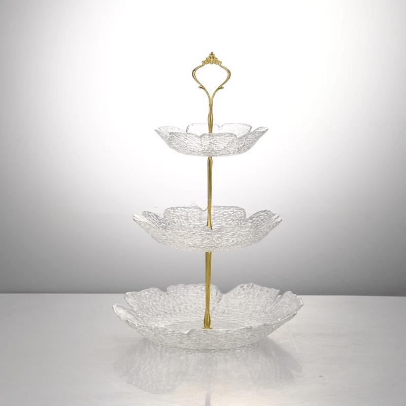 Gold-Rimmed Glass Cake & Dessert Plate Set