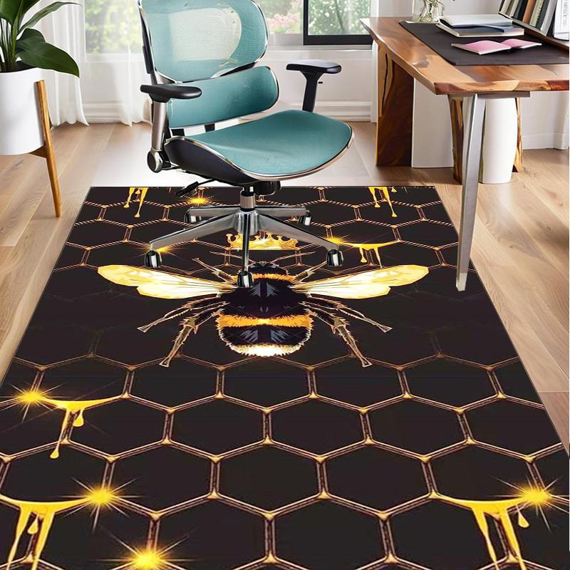 Bumblebee And Sunflower Office Rug Chair Mat, Entryway Carpet, Suitable for Front Door, Bedroom, Living Room, Desk, Holiday Gift