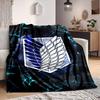 1Pc Attack Titan Emblem Flannel Blanket, Soft And Comfortable, Casual Warm, Camping Travel, Christmas, Halloween Xmas Gift L1564