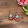 Hand-embroidered retro fabric earrings, flower fringed versatile femininity, stage performance, earrings, earrings.
