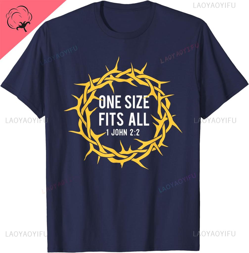 One Size Fits All Bible Christian Faith Jesus Christ T-Shirt Graphic T Shirts Men Clothing Vintage Classic Fashion Streetwear