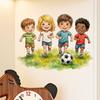 Cartoon Kinder beim Fußballspielen Wandaufkleber für Kinderzimmer Wohnzimmer Eingangsbereich Hintergrund Heimdeko Abnehmbarer Sticker Kunst Wandbild