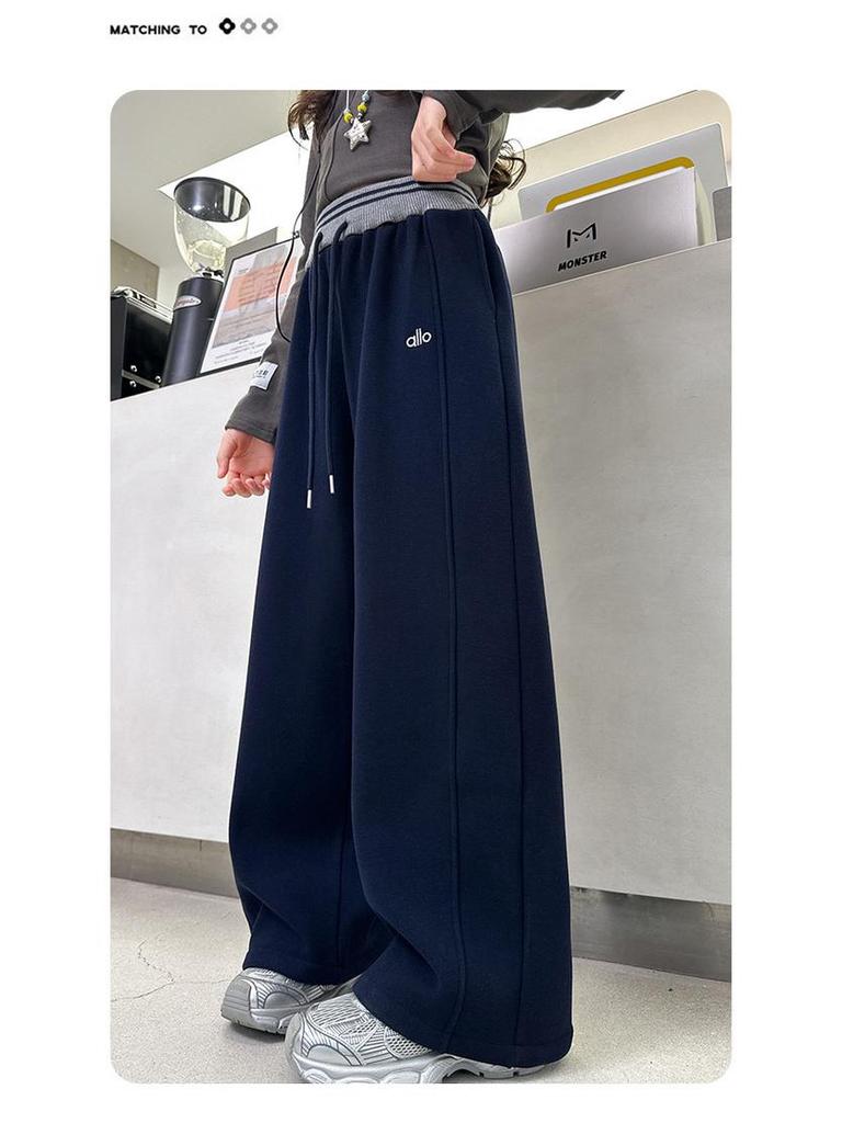 Girls' 2025 Wide-Leg Sweatpants with Velvet - Winter/Spring Sports Style