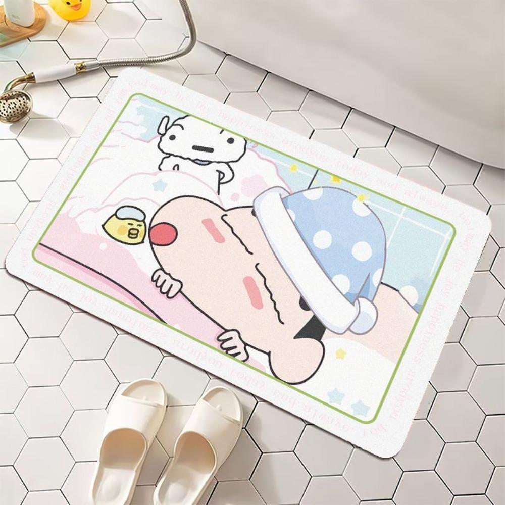 2pcs Cartoon Household Absorbent Wear-resistant Floor Mat Dirt-resistant Foot Pad Diatom Mud Carpet Easy Drying Pad