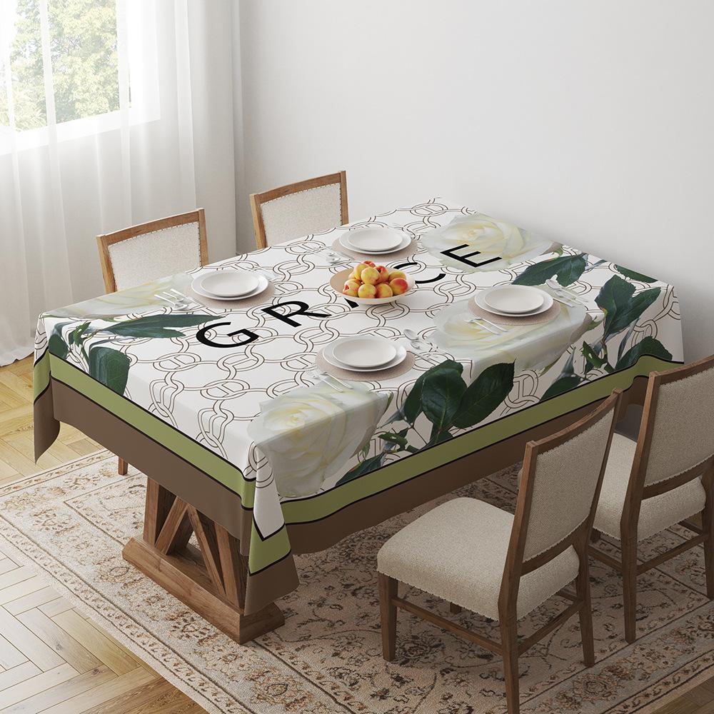 Green Tablecloth Geometric Light Luxury Dining Table Coffee Table Desk Decorative Tablecloth Tablecloth Outdoor Picnic Towel