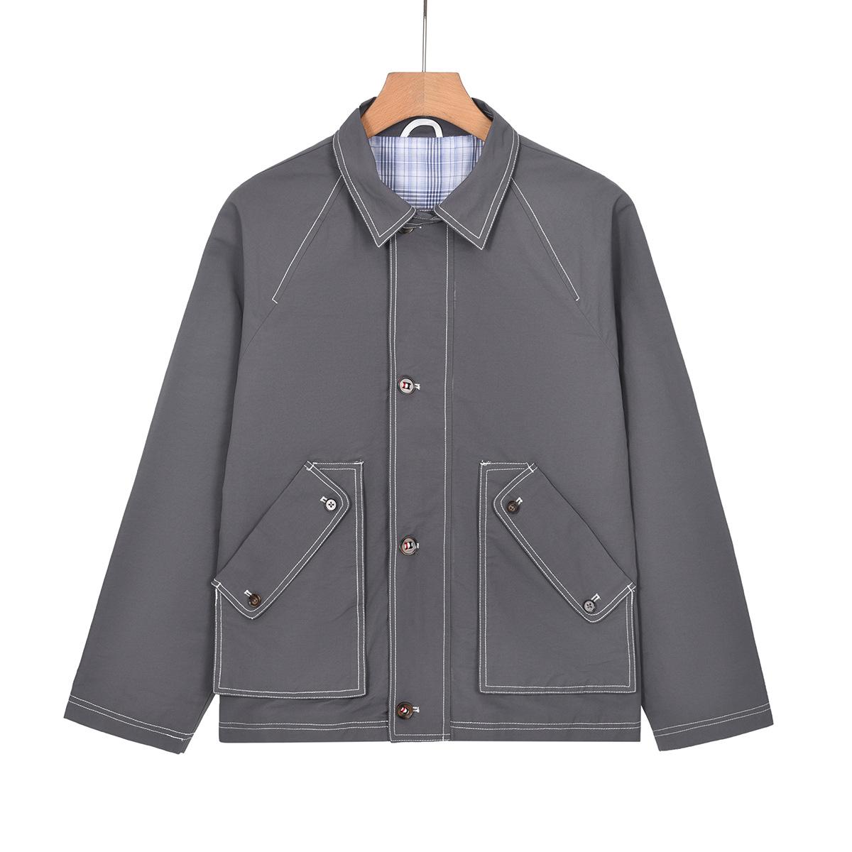 

Мужская куртка в корейском стиле с рукавами реглан и подкладкой - Коллекция Осень 2025 S серый