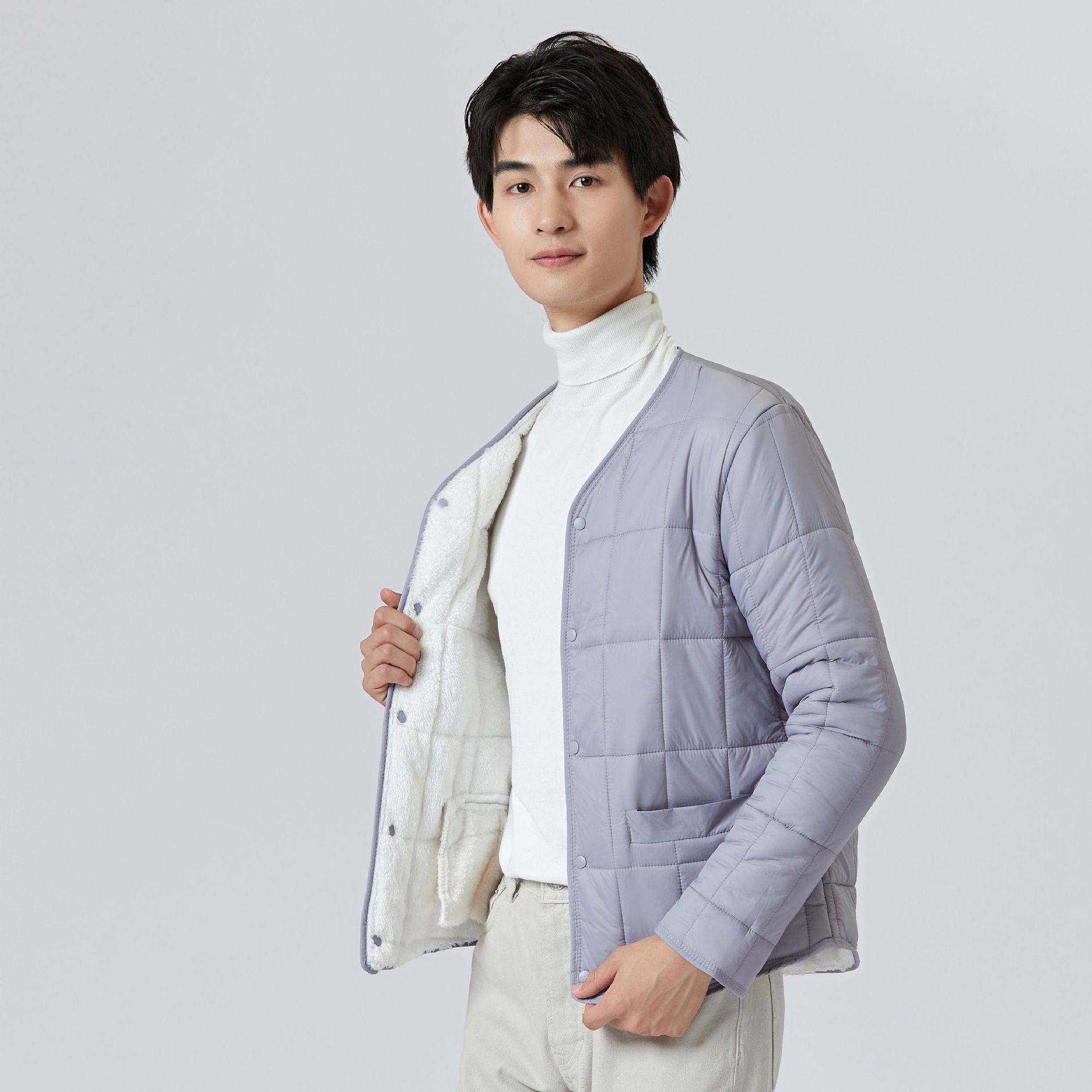 

GMXIA Осень-зима Мужская зимняя клетчатая куртка с флисом, интегрированный флис, утолщенный, теплый, для молодежи и среднего возраста, с длинным рукавом, с подкладкой, куртки и пальто XXXXL светло-серый