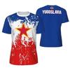 Men's short-sleeved polo shirt, Yugoslavian team flag color matching printed fan shirt